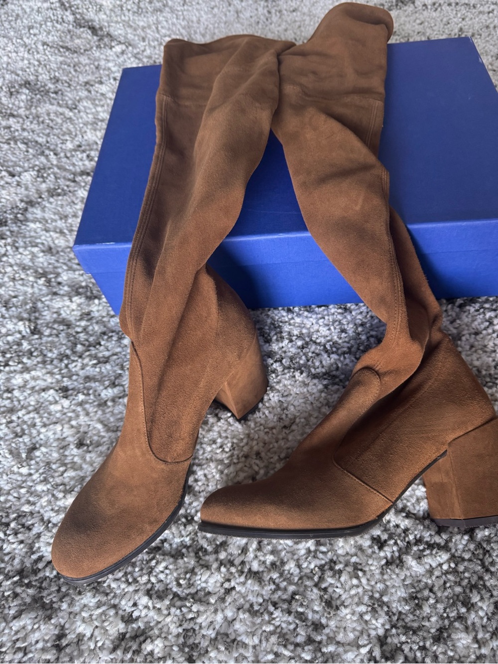 NEW Stuart Weitzman Tieland coffee brown suede over the knee heel boots sz 8 - Picture 5 of 11